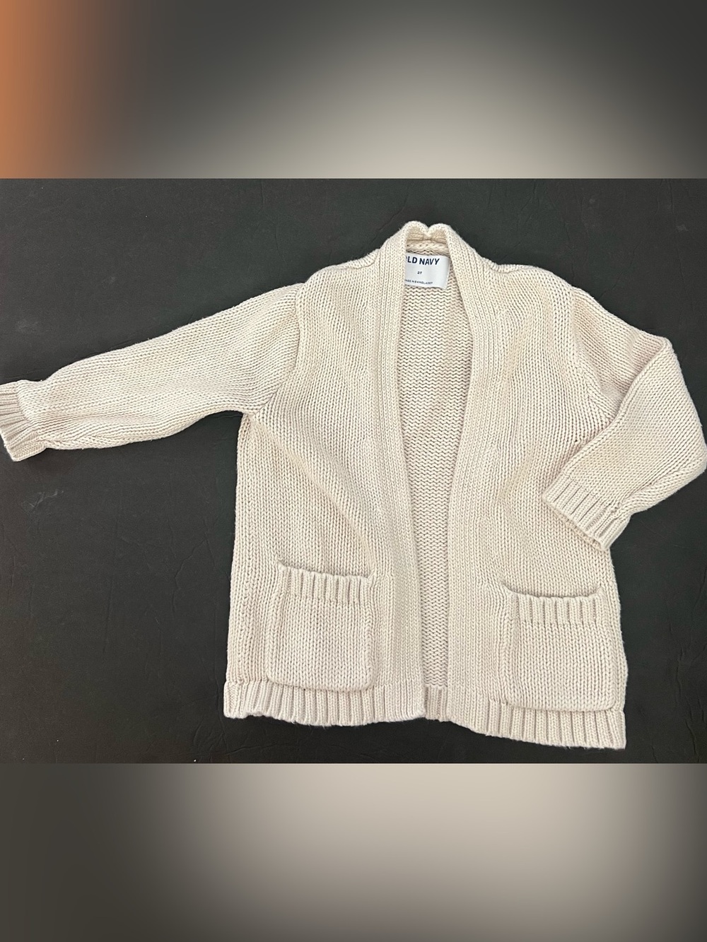 2T Old Navy Cream Open-Front Cardigan with 2 Pockets. NWOT
